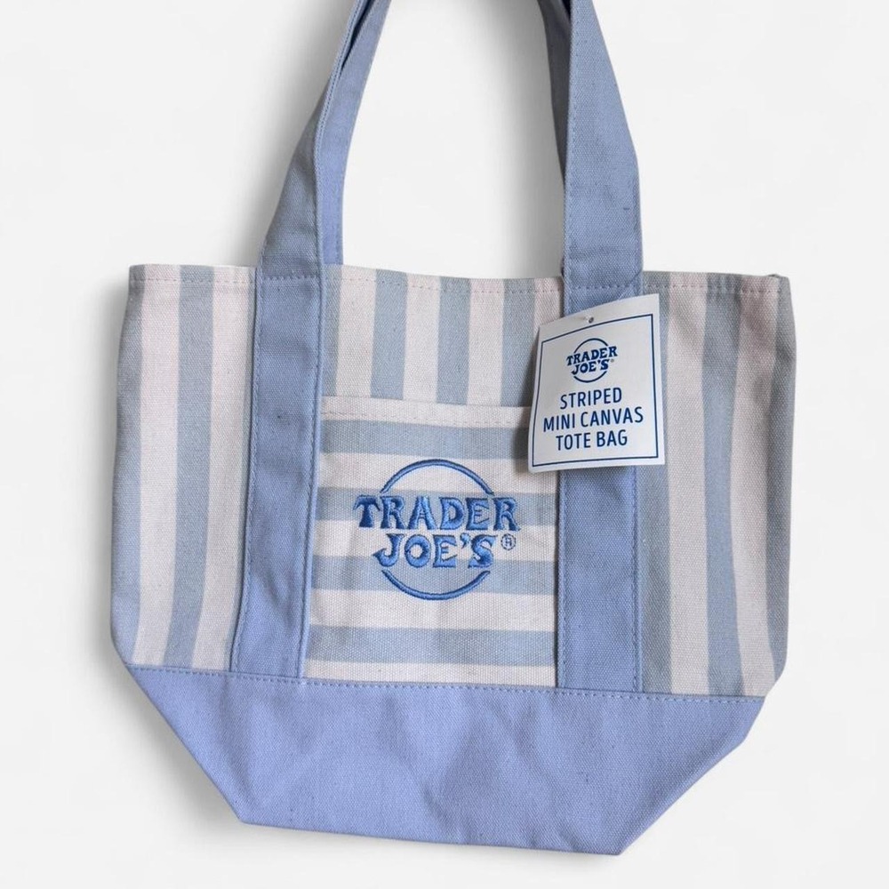 🚨 VIRAL STRIPED MINI TOTE BAG (NWT) Trader Joe's Striped Mini Canvas Tote Bag